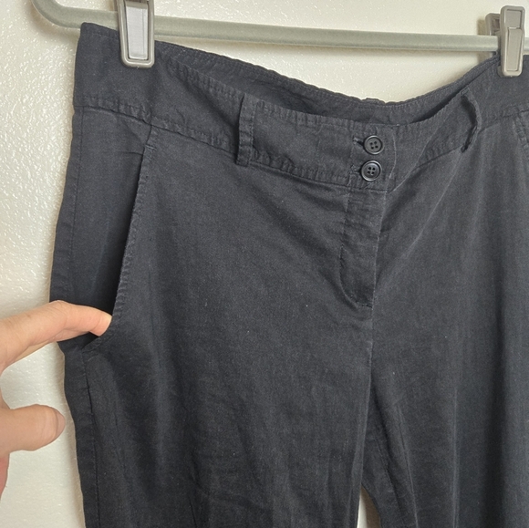 THEORY 62% Linen Blend Black  Pants Mid Rise Wide Leg Trousers Size 10 - Picture 4 of 16